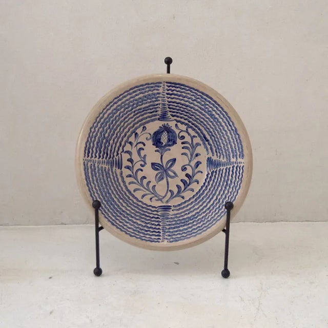 Measurements with support 50cm diameter 38 cm depth 59cm height Wrought iron support included