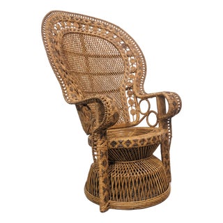 Vintage Peacock Chair in Woven Rattan and Wicker, 1970s For Sale