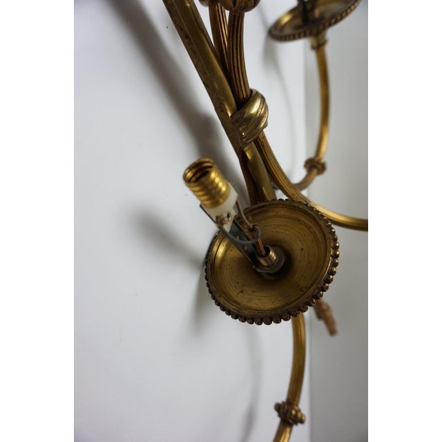 Gold Large 19th Century French Gilt Bronze Knot, Tassel & Ribbon Wall Lights Sconces, Set of 2 For Sale - Image 8 of 18