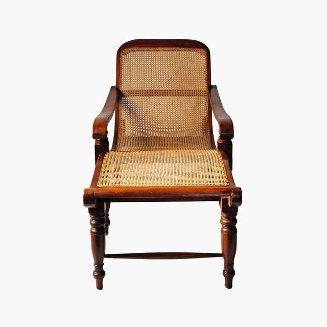 Brown Vintage Chaise Lounge Chair - Hand Caned For Sale - Image 8 of 11