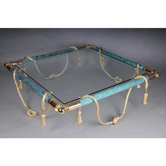 Hollywood Regency Style Coffee Table in Brass and Gold with Glass For Sale - Image 11 of 18