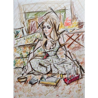 "Portrait of Sharon Tate in Valley of the Dolls" Contemporary Color Pencil Sketch on Limited Edition Handmade Paper by Shirin Godhrawala For Sale