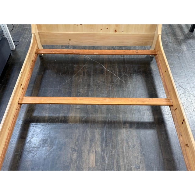 Queen Size Macys Pine Wood Sleigh Bed For Sale In San Francisco - Image 6 of 12