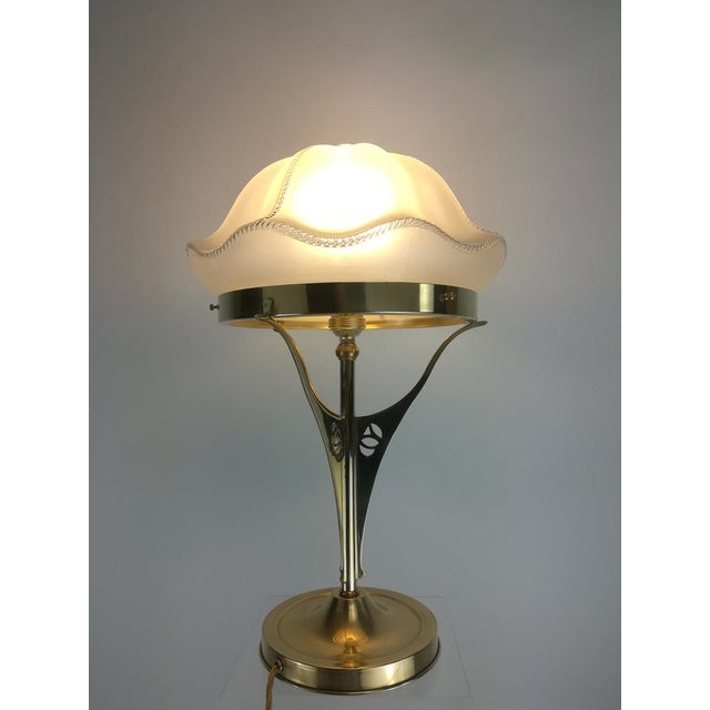 Metal Viennese Table Lamp with Glass Shade, 1930s For Sale - Image 7 of 9