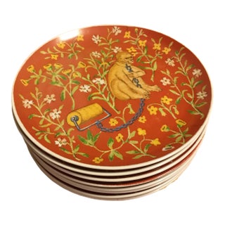 1970s Mid-Century Modern Seymour Mann "Hunt of the Unicorn" Salad Plates - Set of 8 For Sale