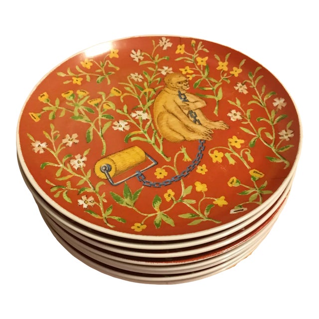 1970s Mid-Century Modern Seymour Mann "Hunt of the Unicorn" Salad Plates - Set of 8 For Sale
