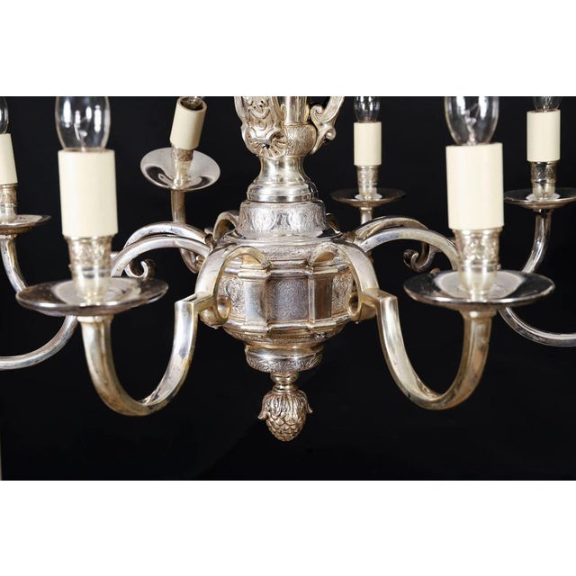 Antique English Silver-Plated Chandelier, 1920s For Sale - Image 15 of 16