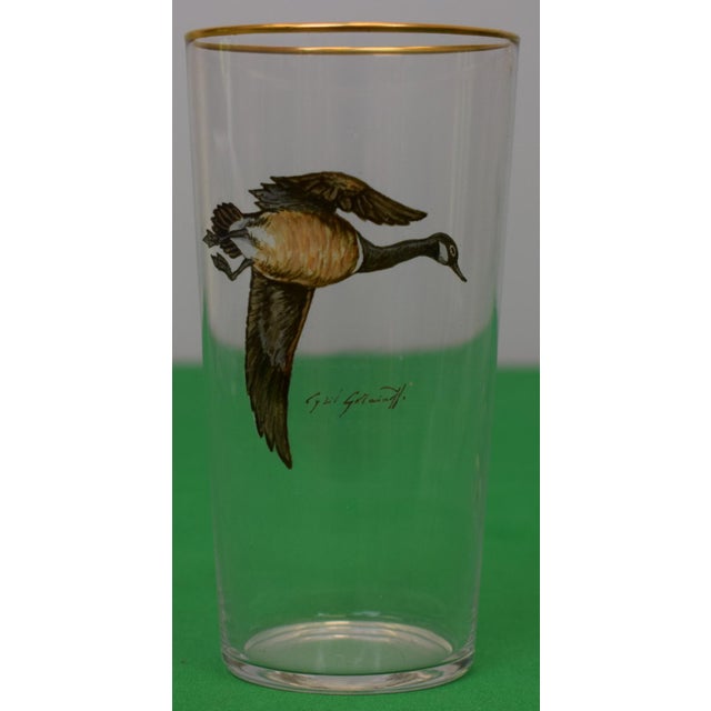 Traditional Set X 6 Cyril Gorainoff Hand Enamel Painted Gamebird Highball Cocktail Glasses For Sale - Image 3 of 9