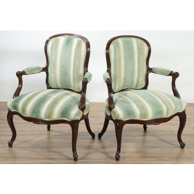 English, late 18th/early 19th c. Mahogany frames with cut velvet upholstery. In the French taste.