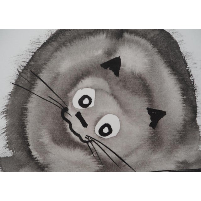 Laszlo Tibay (1962) The Cat and the Mouse Original ink and wash drawing Signed upper right Authenticated by the artist's...