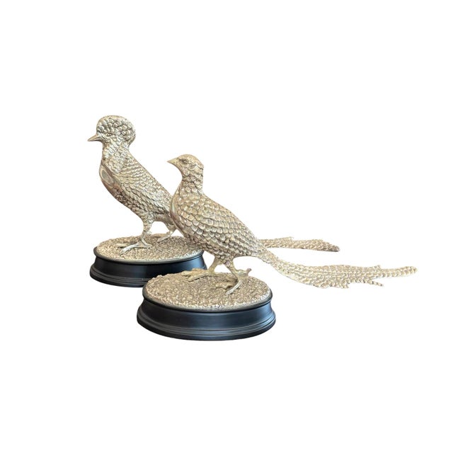 Early 20th Century English Silver Plate Pheasant Sculptures - A Pair For Sale - Image 4 of 15
