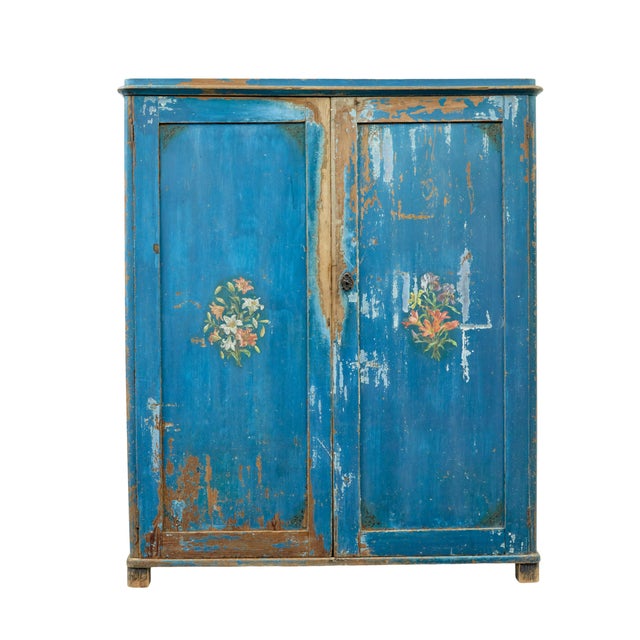 Wood Antique Scandinavian Rustic Painted Cabinet, 1860 For Sale - Image 7 of 12