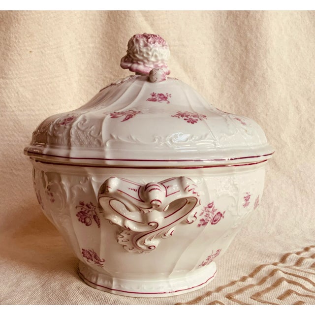 French Porcelain Soup Tureen With Lid, Circa 1820 — Rose Floral For Sale - Image 9 of 12