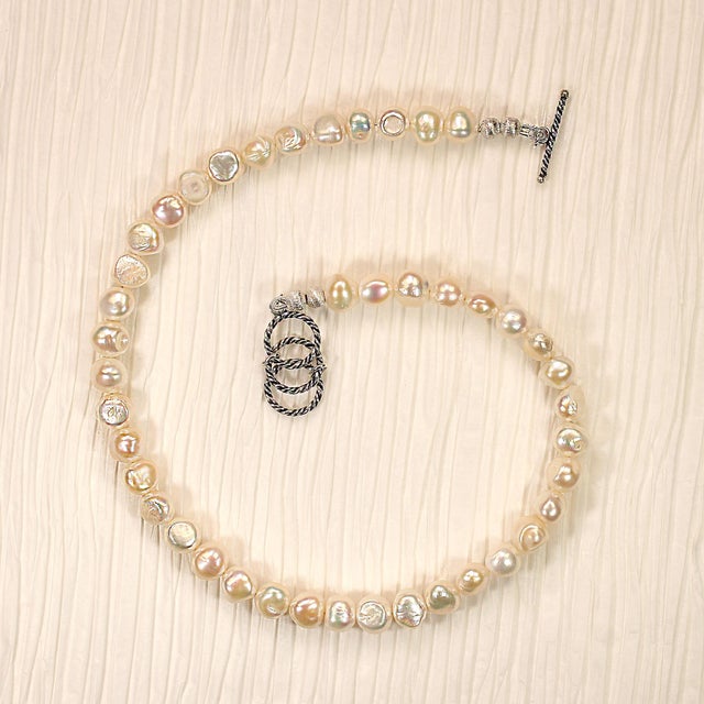 Ajd 17 Inch Creamy White Double Shine Pearl Necklace June Birthstone For Sale In Raleigh - Image 6 of 6