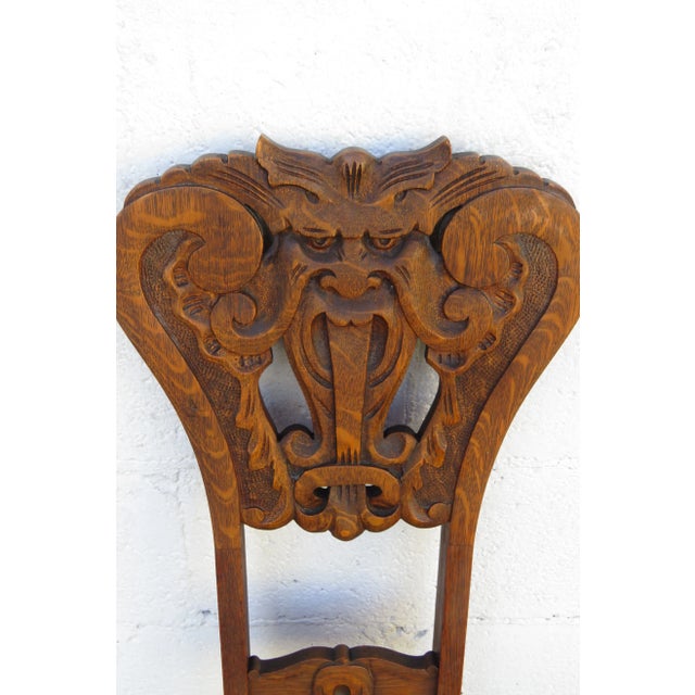 Gothic Michigan Chair Co Early 1880s Gothic Carved Side Accent Desk Chair 6123 For Sale - Image 3 of 11