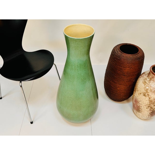 Large Turquoise Glazed Ceramic Floor Vase, Italy, 1950s For Sale - Image 4 of 18