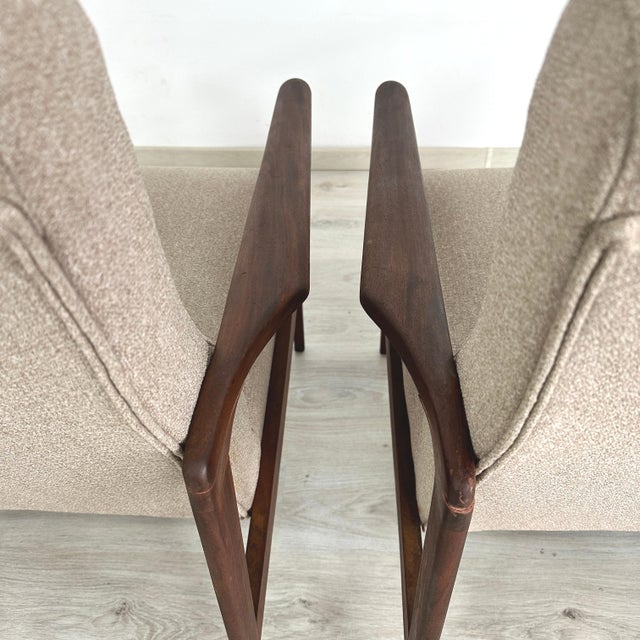 Beige Danish Lounge Chairs - A Pair For Sale - Image 8 of 11