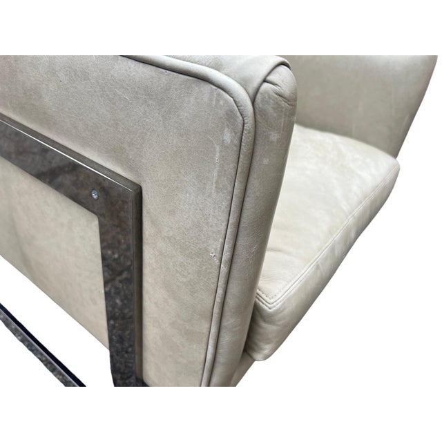 Pair Milo Baughman Thayer Coggin 989-103 T-Back Chrome Leather Cube Chairs For Sale - Image 15 of 18