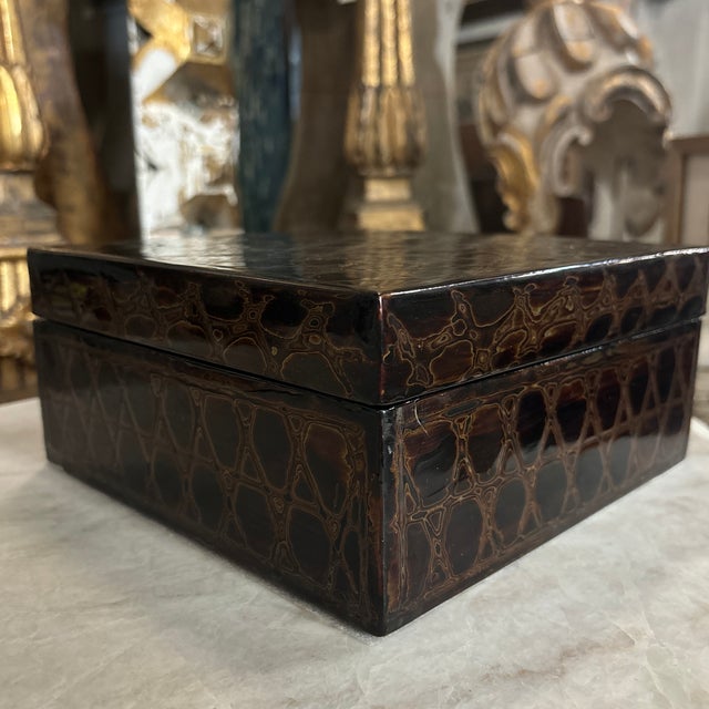 Black Honeycomb Lacquer Box, 9x9x2.5" For Sale - Image 8 of 12