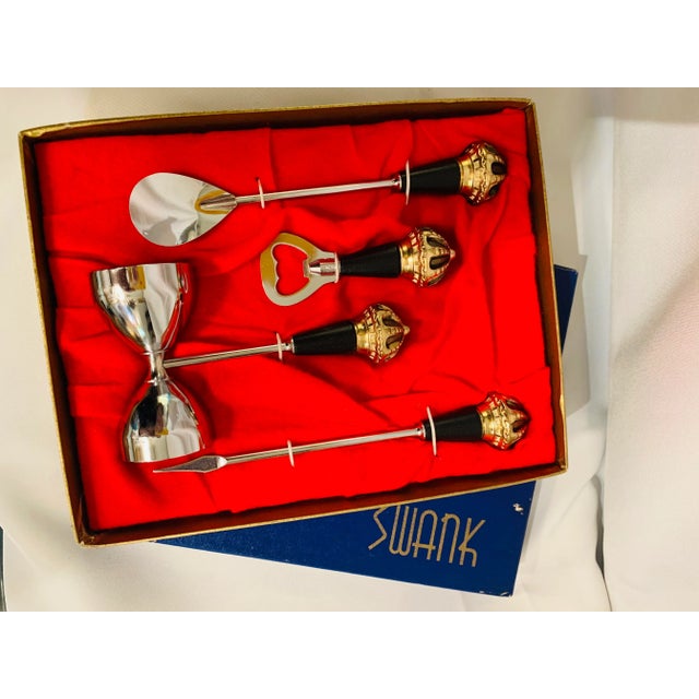 Swank Mid-Century Crown Bar Set in Original Box - Set of 4 For Sale In Los Angeles - Image 6 of 11