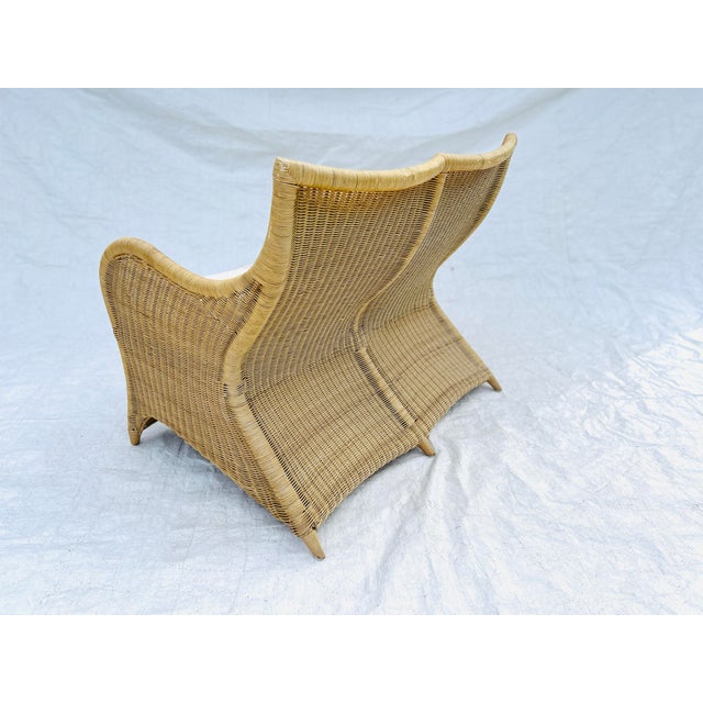 1990s Contemporary Lloyd Flanders Wicker Patio Loveseat Attributed For Sale - Image 5 of 9