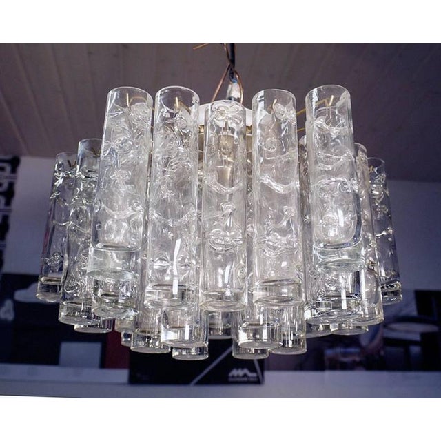Mid-Century Modern Lava Murano Glass Tubes & Brass Ceiling Lamp, 1960s, Germany For Sale - Image 3 of 9