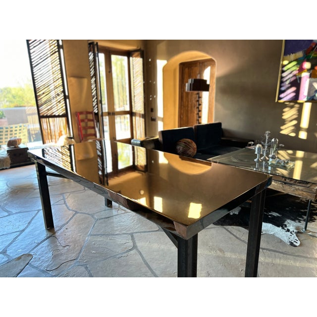 Brutalist Industrial Modern Dining Table, Solid Steel, Chrome Plated. For Sale - Image 4 of 18