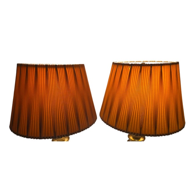 Mid-Century Modern Stiffel Inverted Knife Pleated MCM Shades - A Pair For Sale - Image 3 of 18