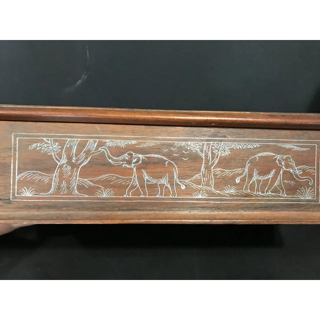 Late 19th Century Antique Indian Silver Inlaid Wooden Casket Box and Two Wooden Vases Set - 3 Pieces For Sale - Image 5 of 10