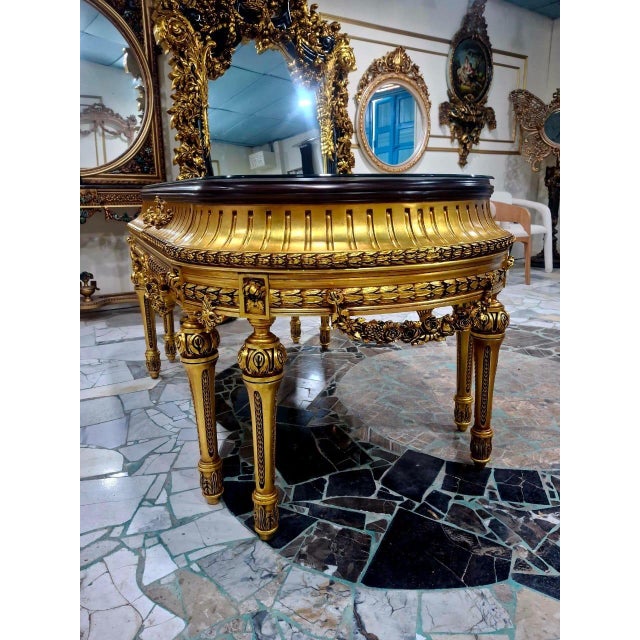 French Louis XVI Marquetry Empire Revival Oval Center Table For Sale - Image 4 of 5