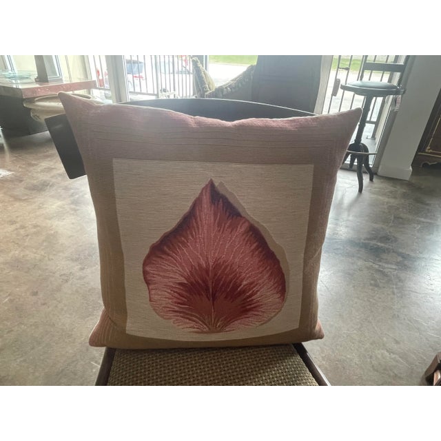 Tapestry Pillow From Belgium With Beige Cotton Velvet Backs and Zipper Cover, Non-Allergenic Polyester Fiber Inserts For Sale In Dallas - Image 6 of 9