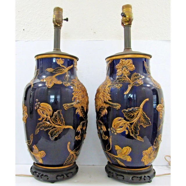 French Late 19th Century Keller & Guerin French Porcelain Vase With Lion Rampant Table Lamps - a Pair For Sale - Image 3 of 16