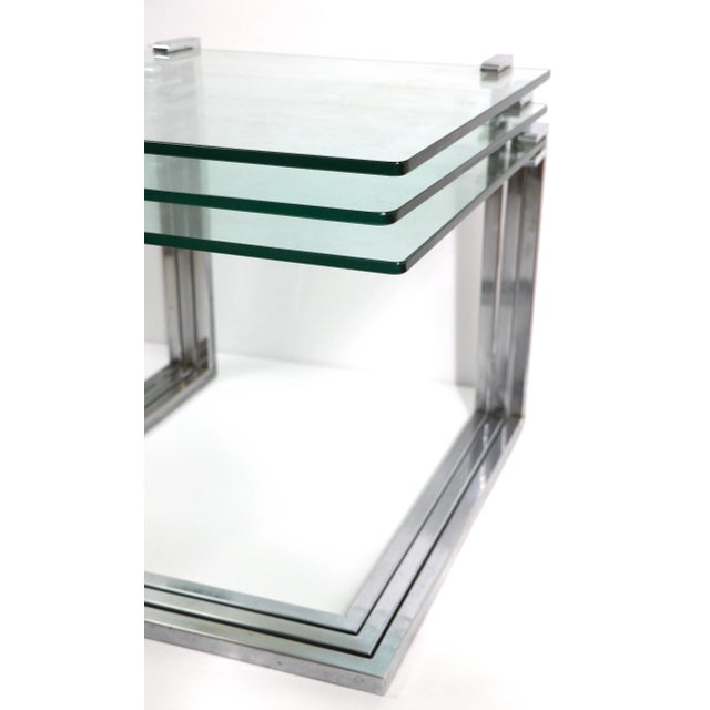 Metal Chrome and Glass Nesting Tables After Baughman For Sale - Image 7 of 13