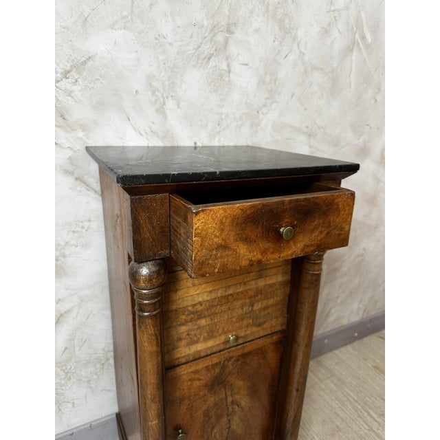 Traditional Empire Marble Wooden Bedside Table For Sale - Image 3 of 11