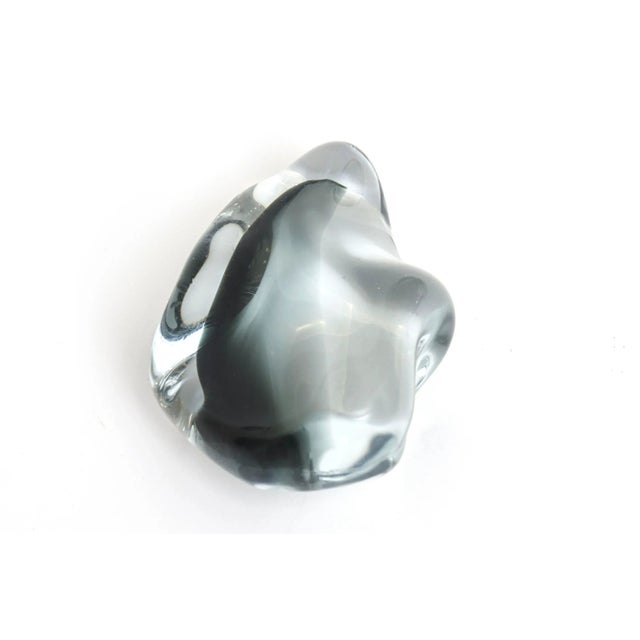 1960s Swedish Glass Black, Gray, Clear Abstract Blob Paperweight For Sale - Image 5 of 10