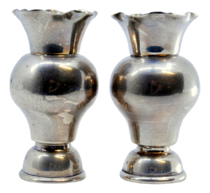 Small Vases in Rimmed Silver, Set of 2