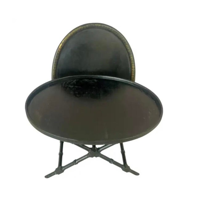 Antique Paper Maché Tray Table With Faux Bamboo Base For Sale - Image 4 of 10