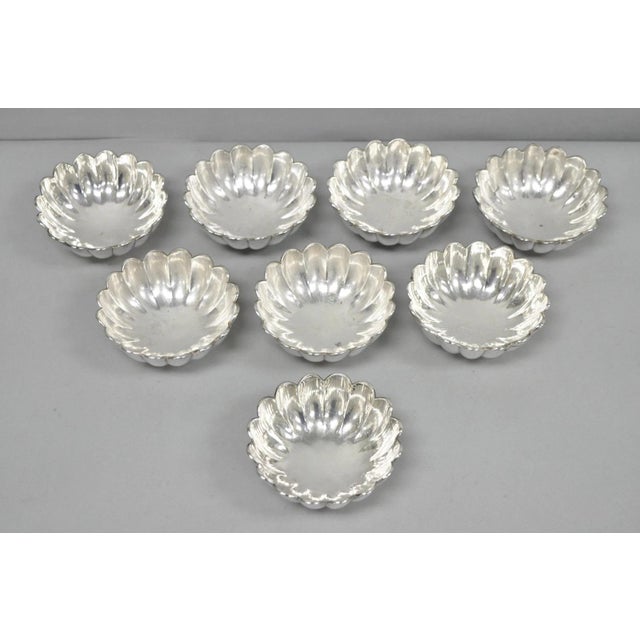Vintage Regency Style Silver Plated Scalloped Stacking Nut Dish Bowl - Set of 8 For Sale - Image 13 of 14