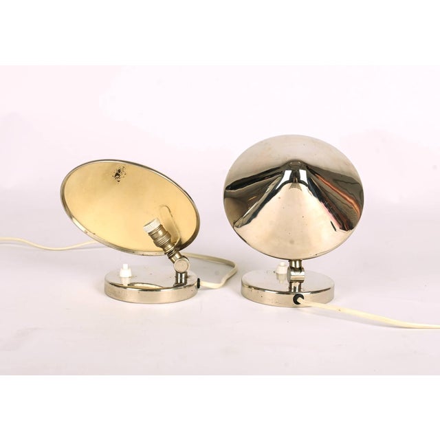 Bauhaus Nickel Table Lamps by Josef Vorel, 1930s, Set of 2 For Sale - Image 9 of 11