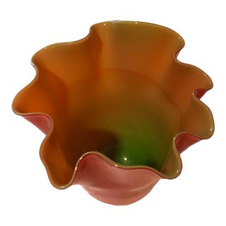 Georgeolus Wavy Red Glass Vase For Sale