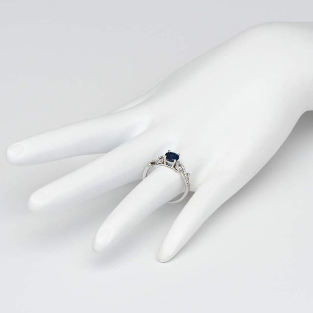 2010s 14KW Sapphire(0.90) & Diamond(0.16) Swirl Ring, size 7 For Sale - Image 5 of 5