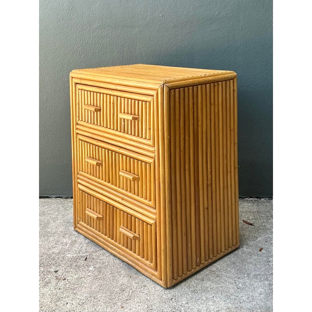Tan Vintage Stacked Rattan Chest of Drawers For Sale - Image 8 of 12