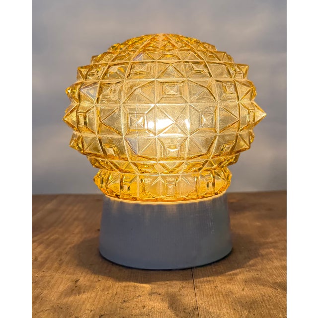 Vintage White Porcelain and Glass Ceiling Light, 1970s For Sale - Image 13 of 14