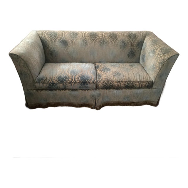 Hollywood Glam Tuxedo Style Upholstered Sofa For Sale