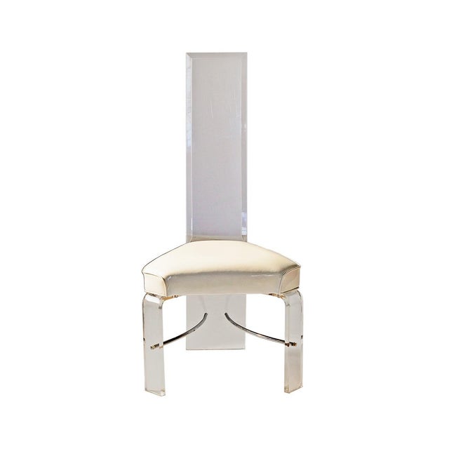 Modern High Back Lucite Dining Chairs - Set of Eight For Sale - Image 3 of 8