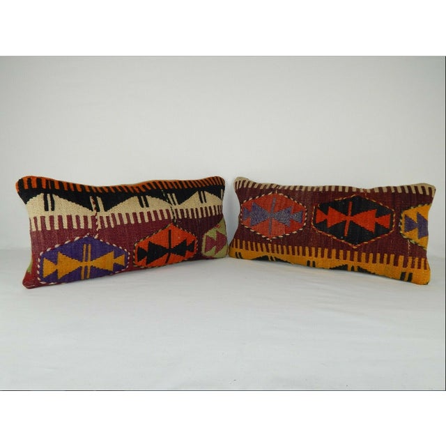 Pair Of Turkish Lumbar Kilim Pillows Chairish