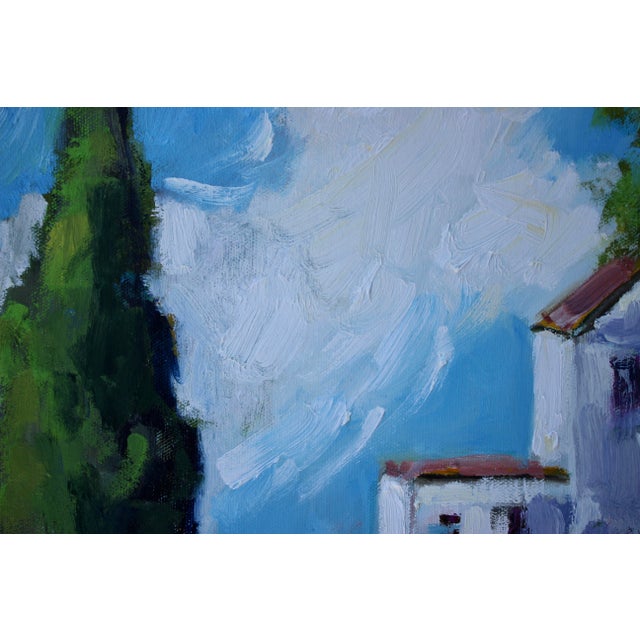 Quiet Places & Journeys — Sunlit Farm Buildings Original oil painting by L Haas, 16 x 20 unframed canvas, signed. Warm...