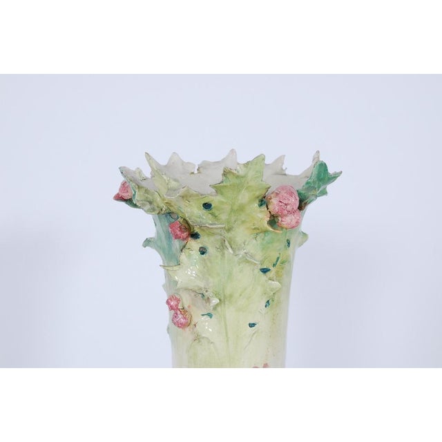 Barbottine White Vase, 1890s For Sale - Image 14 of 15