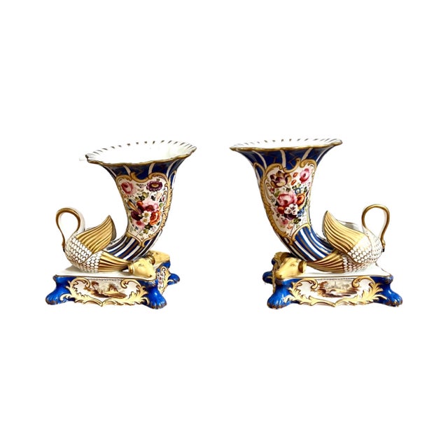 White A Pair of English Porcelain Cornucopia Vases Circa 1820 For Sale - Image 8 of 8