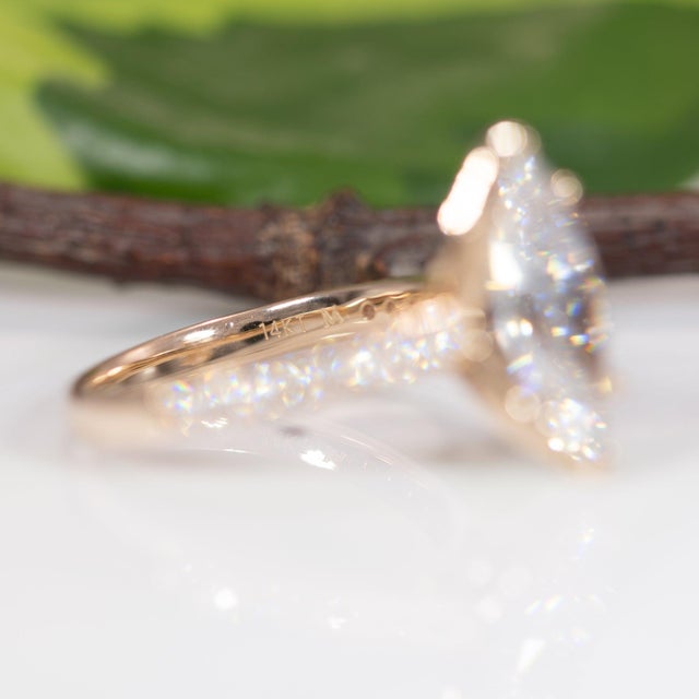 3Ct Lab-Grown Diamond Ring With Earth-Mined Diamond Accents in Solid 14k Gold, Size 6.75 For Sale - Image 11 of 11